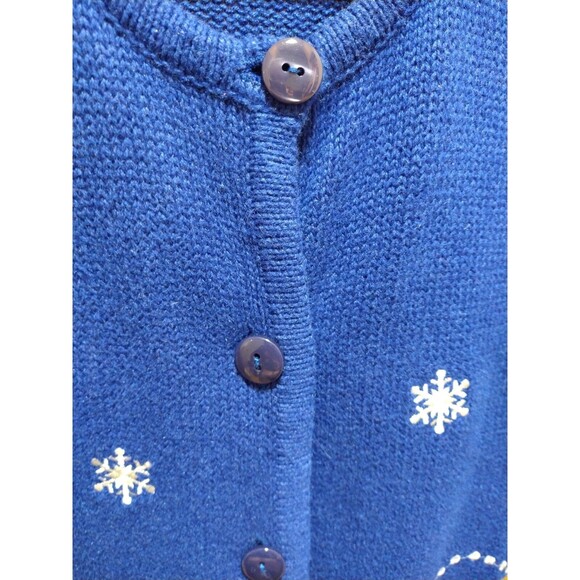 Crystal Kobe Womans Large Blue 3D Knit Sweater Cardigan Christmas Cactus Western - Picture 5 of 11